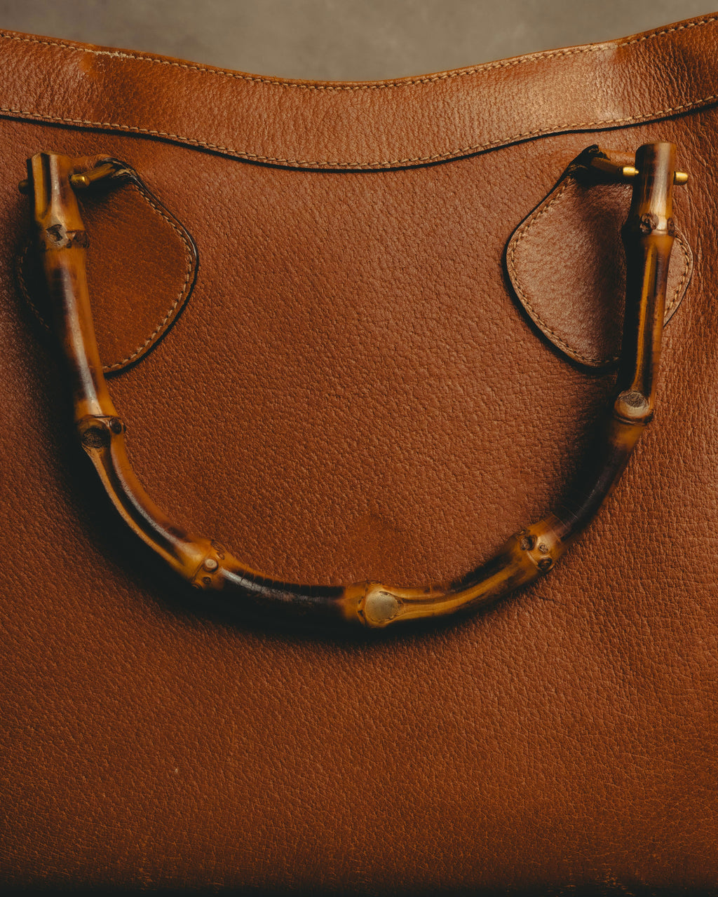 "GUCCI" 80's-90's Bamboo handle leather tote bag