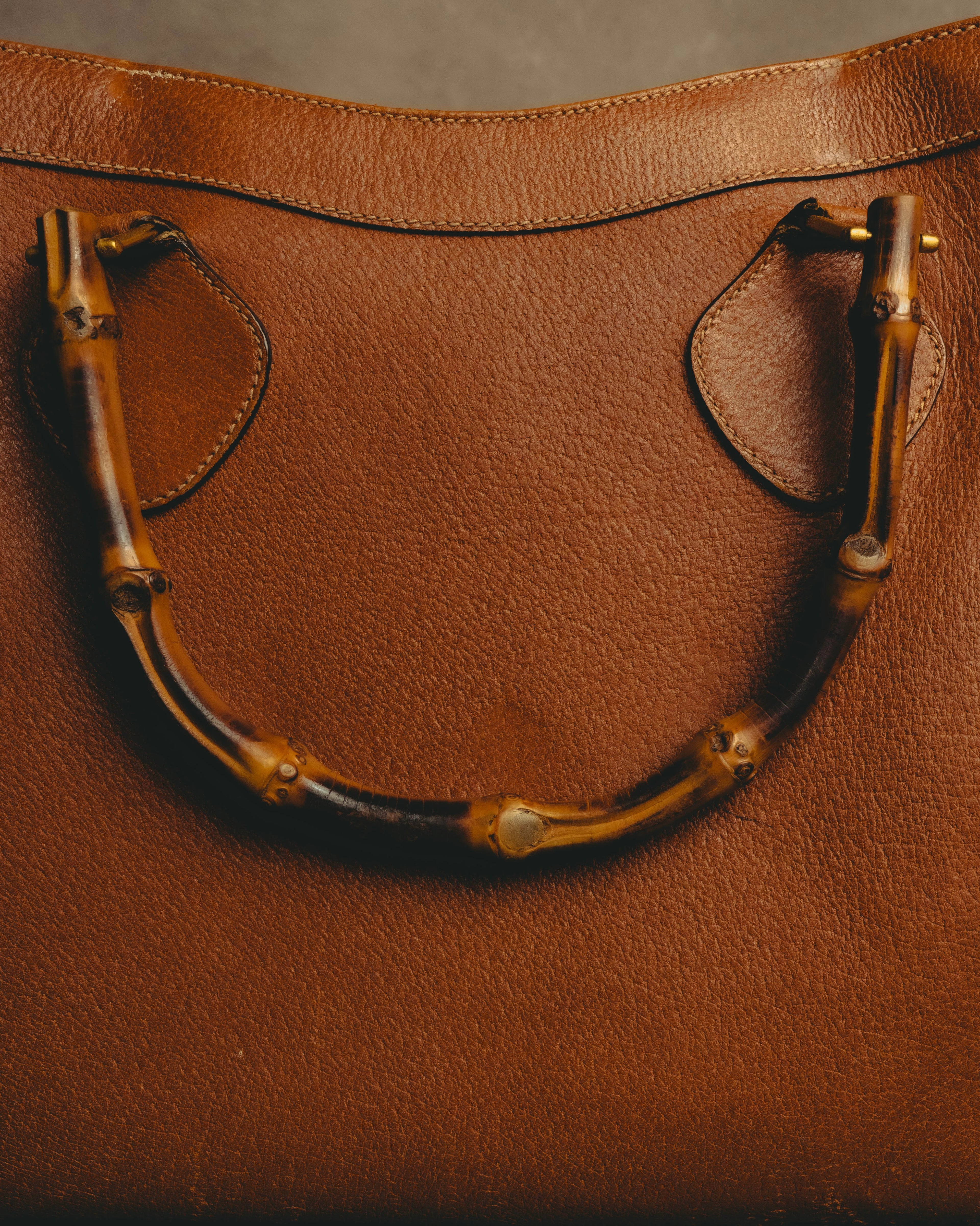"GUCCI" 80's-90's Bamboo handle leather tote bag