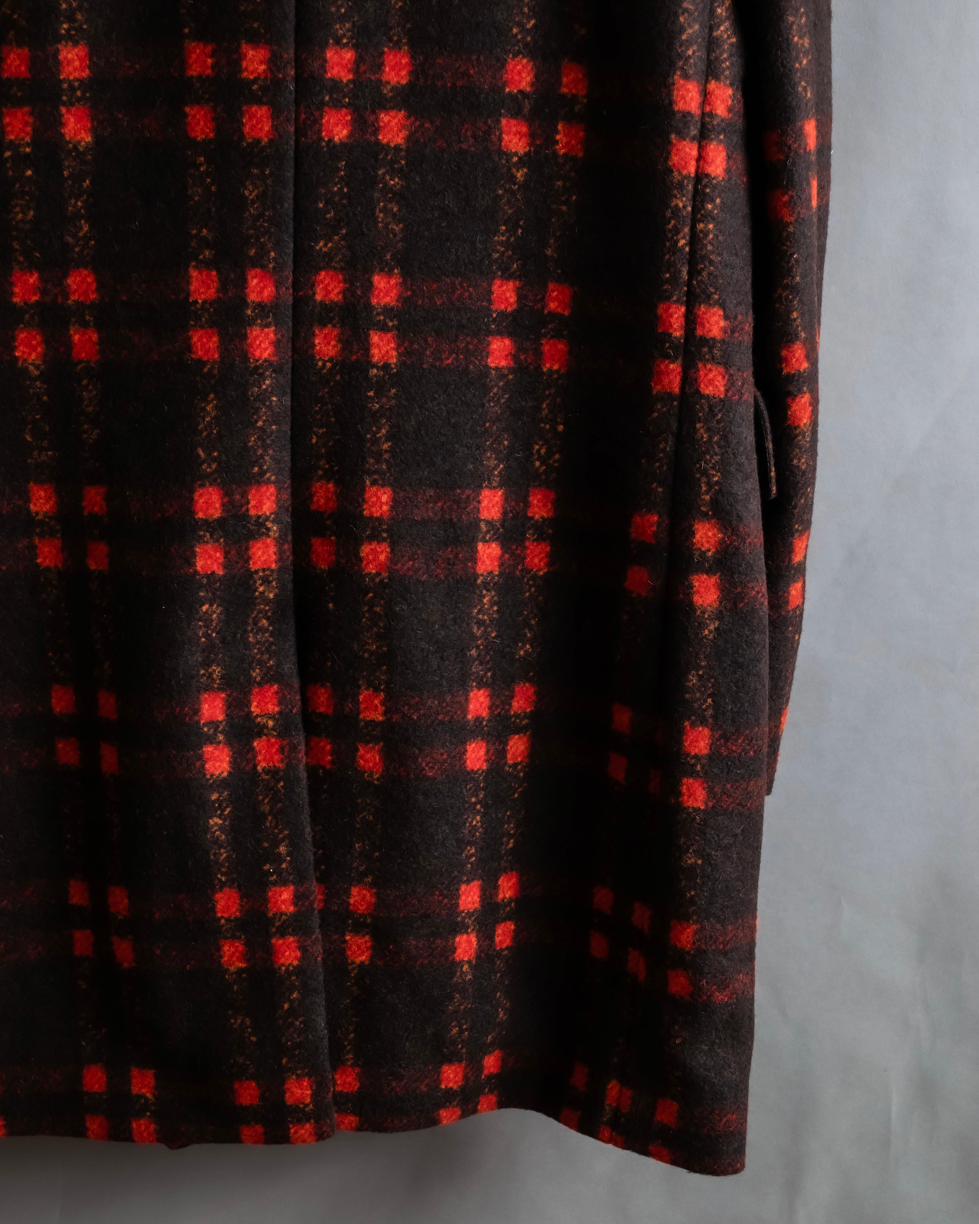 "HUGO BOSS" Plaid brushed wool tailored coat