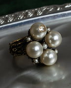 "GUCCI" Interlocking G design gold pearl ring