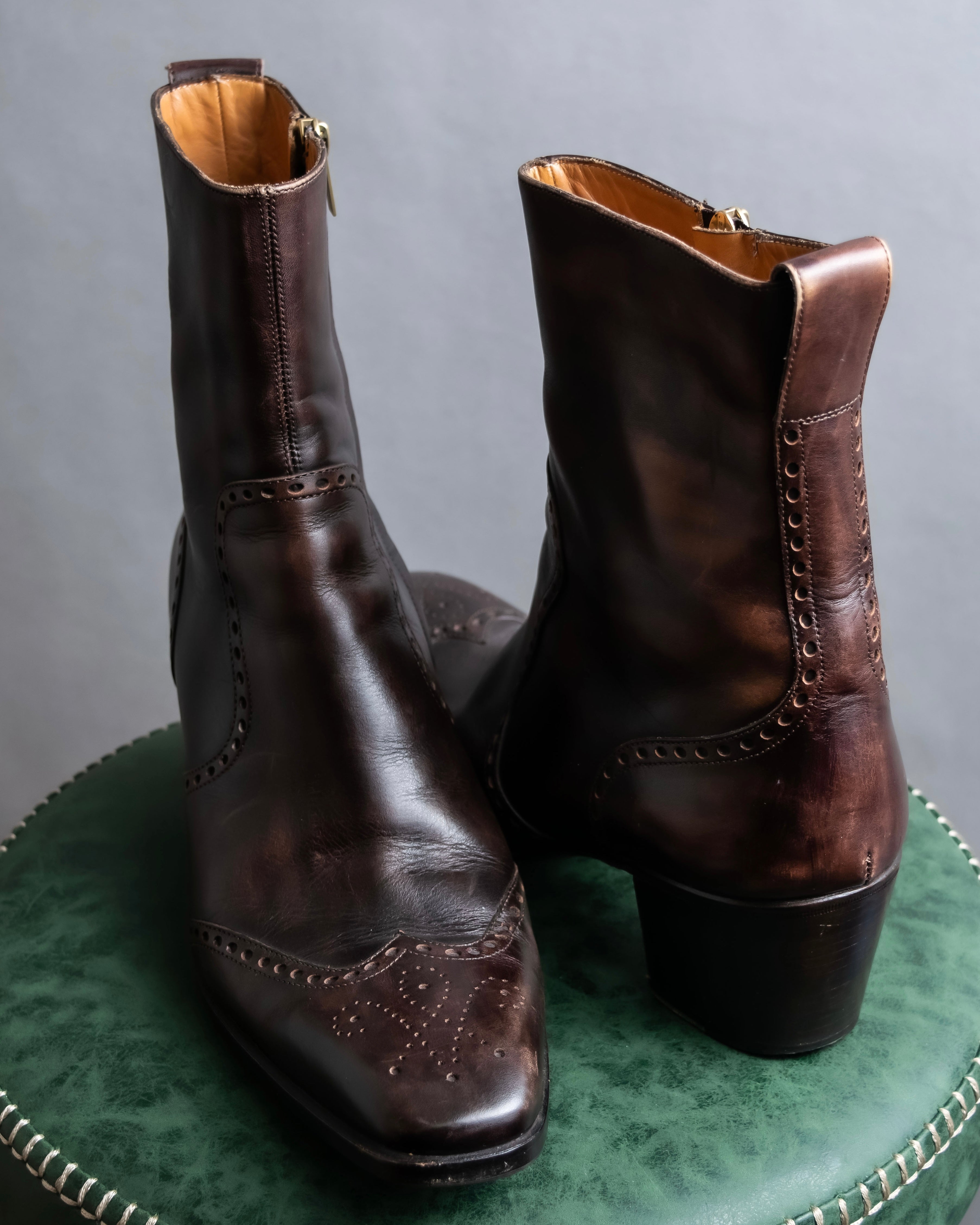 "YVES SAINT LAURENT" Medallion-embellished square heel boots