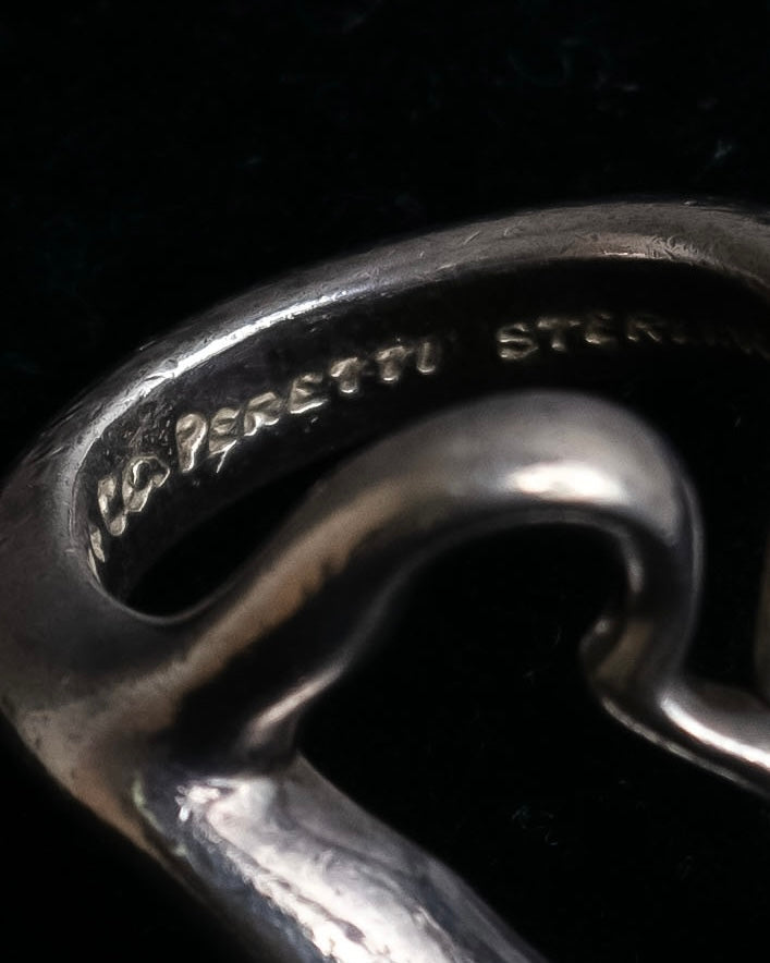 "Tiffany&Co" Elsa Peretti open heart signature silver ring