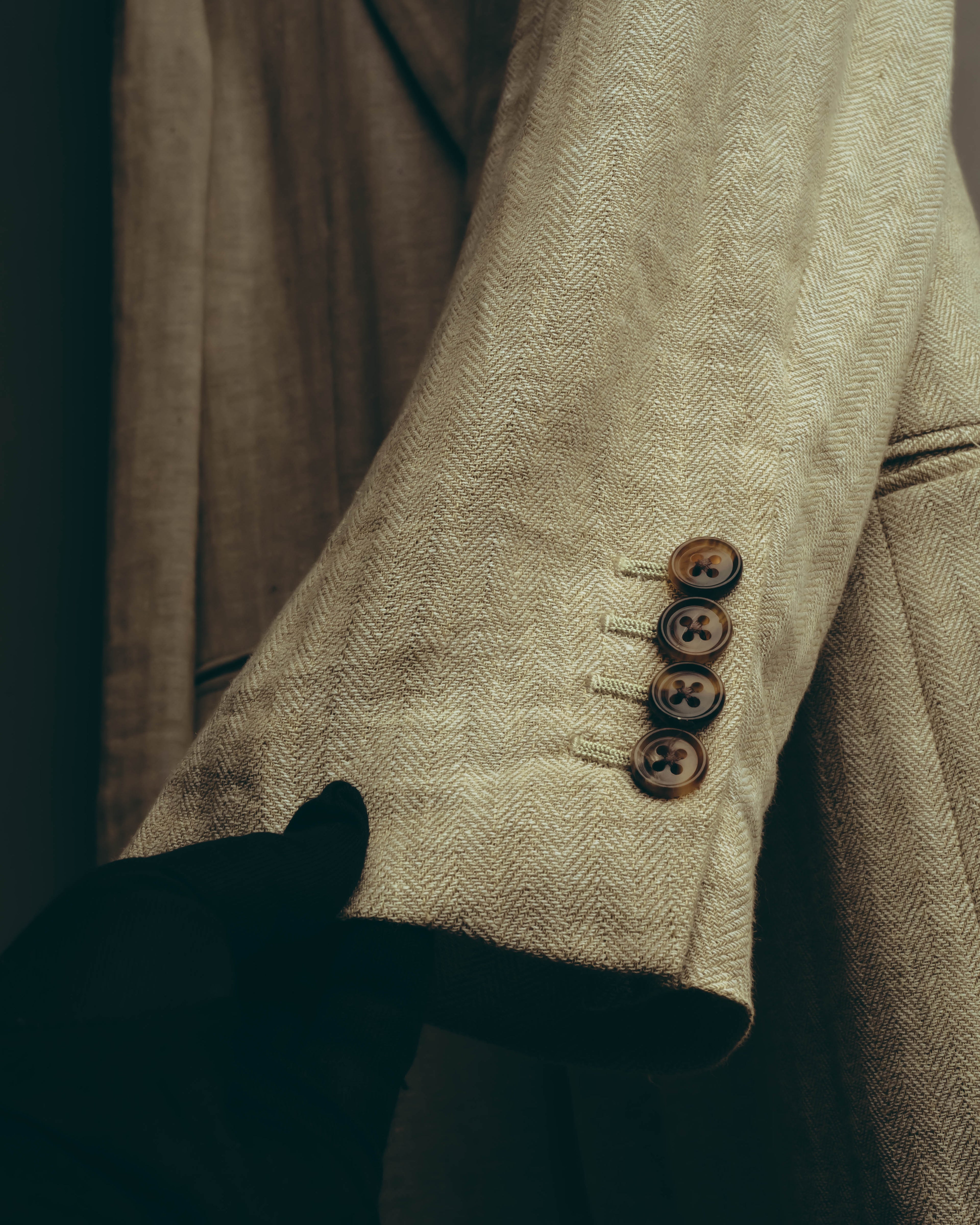 -SPECIAL- “HERMES” 80’s-90’s Herringbone linen suit set
