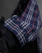 "BURBERRYS" Navy check pattern relaxing pajama shirt
