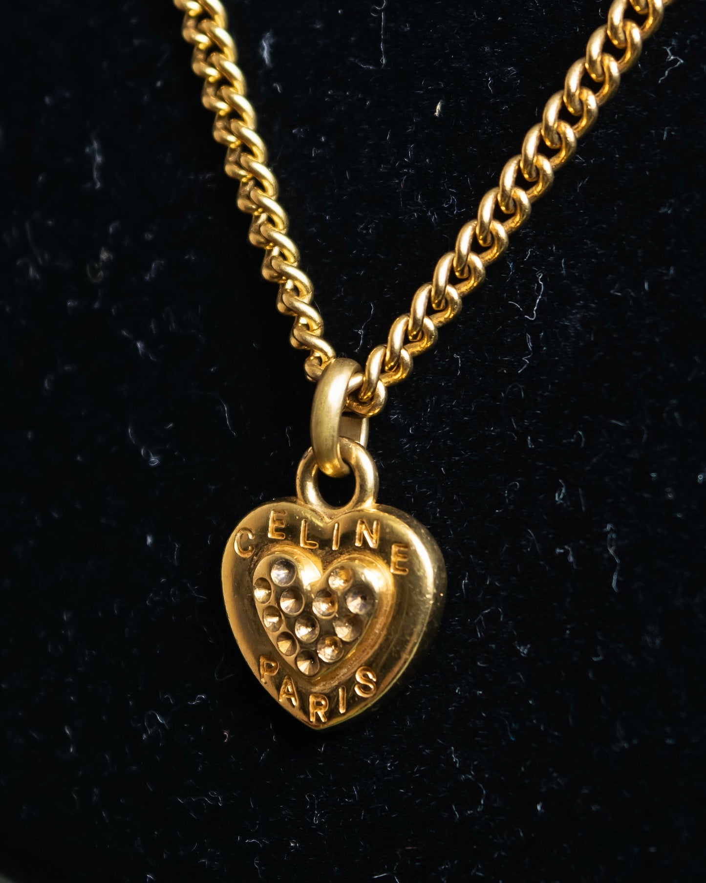 "CELINE" Heart motif logo engraved pendant