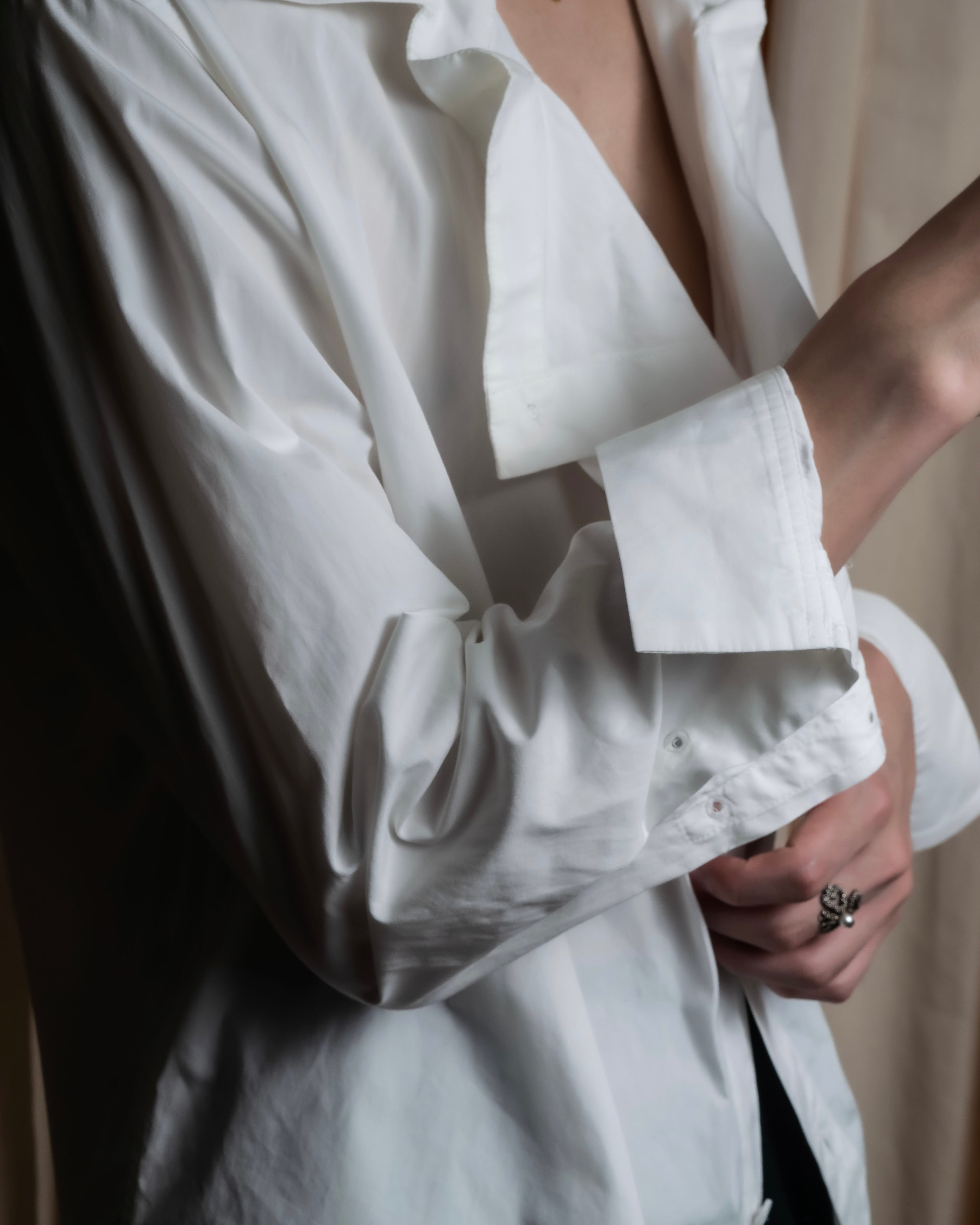 "YOHJI YAMAMOTO" 12SS Folded front panel cotton shirt