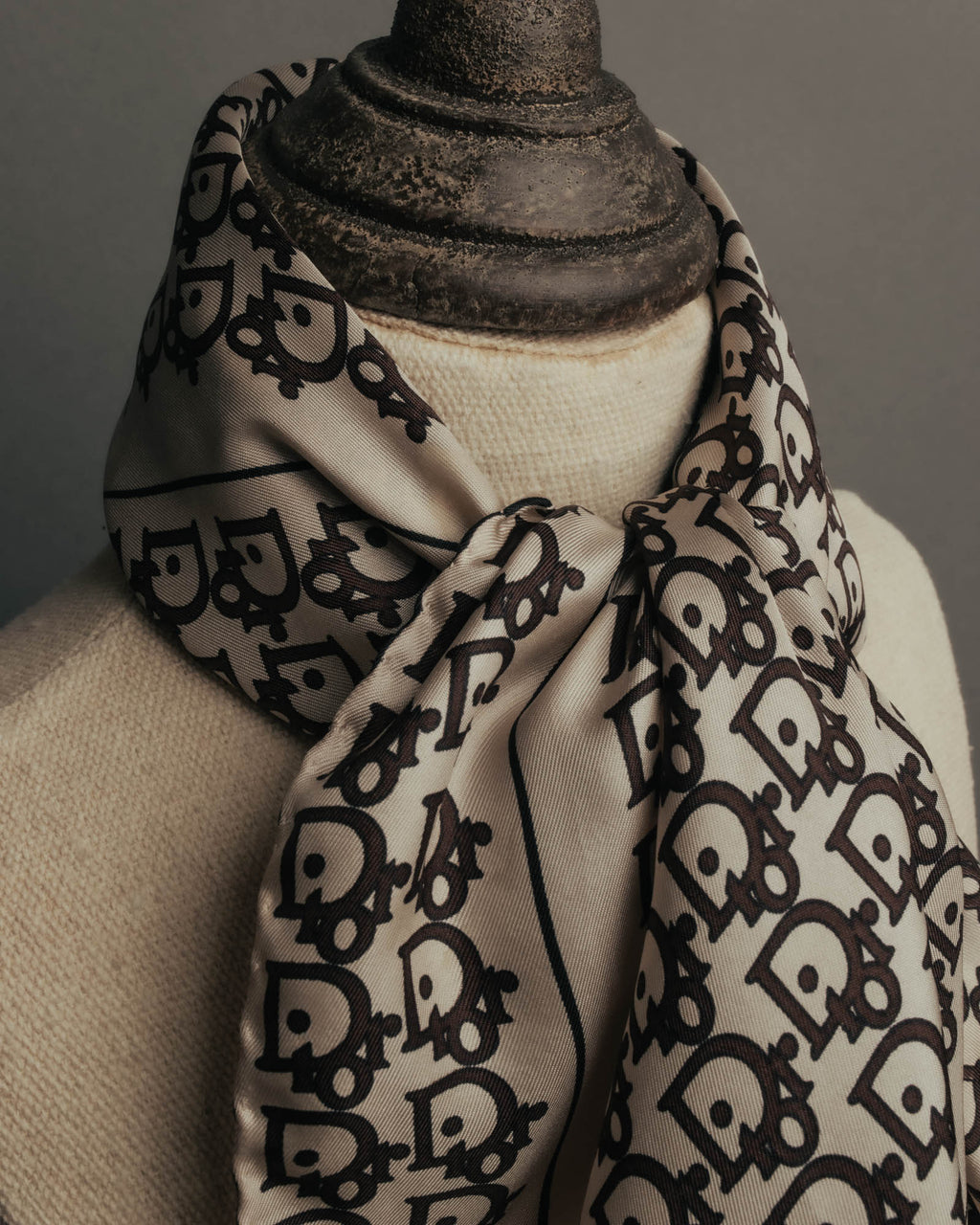 "Christian Dior" 70's-80's Oblique monogram silk scarf