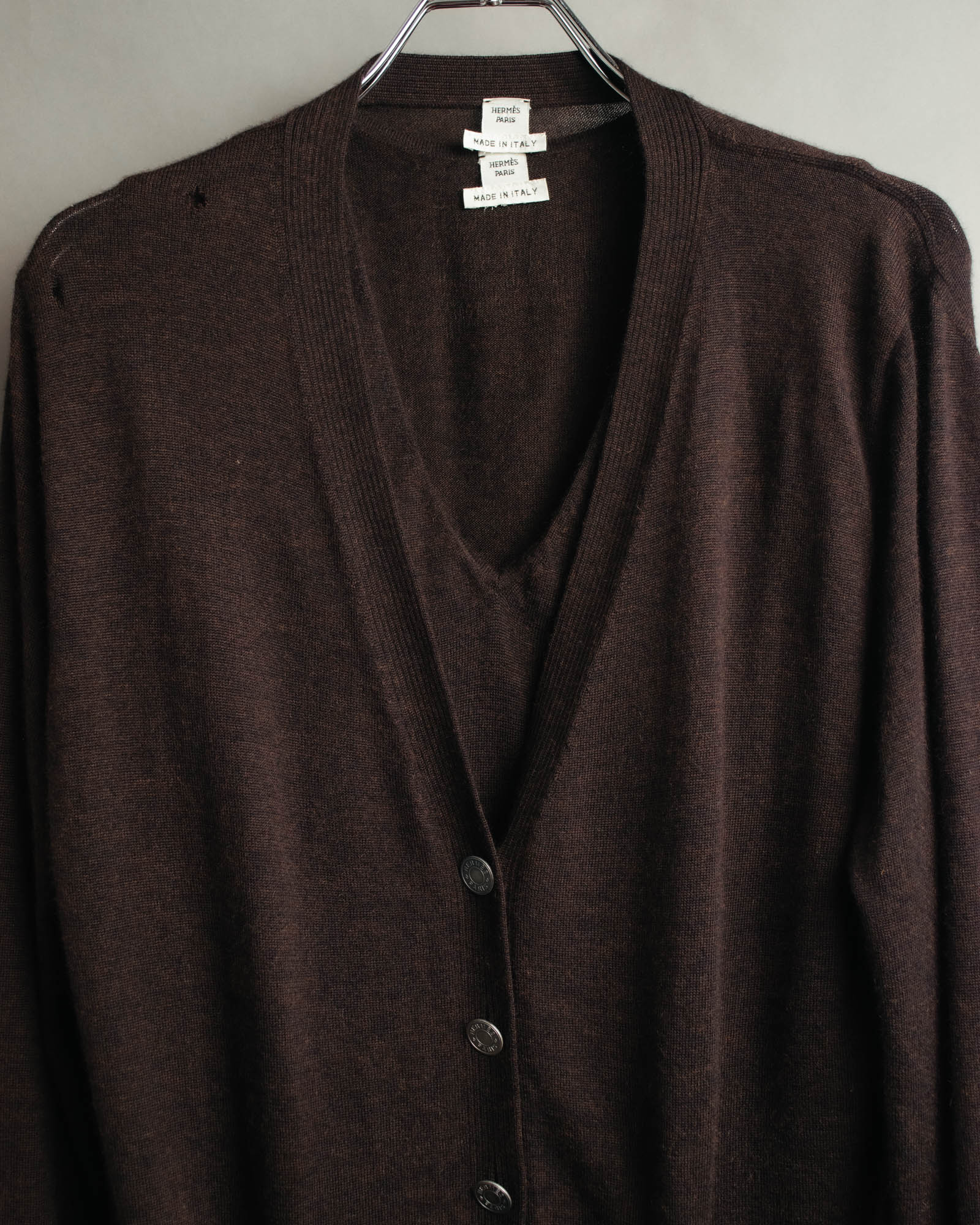 -SPECIAL- “HERMES” 00’s Cashmere cardigan and sleeveless knit twin set