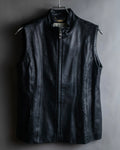 "BALMAIN" Braided detail lamb leather zip-up vest