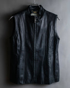 "BALMAIN" Braided detail lamb leather zip-up vest