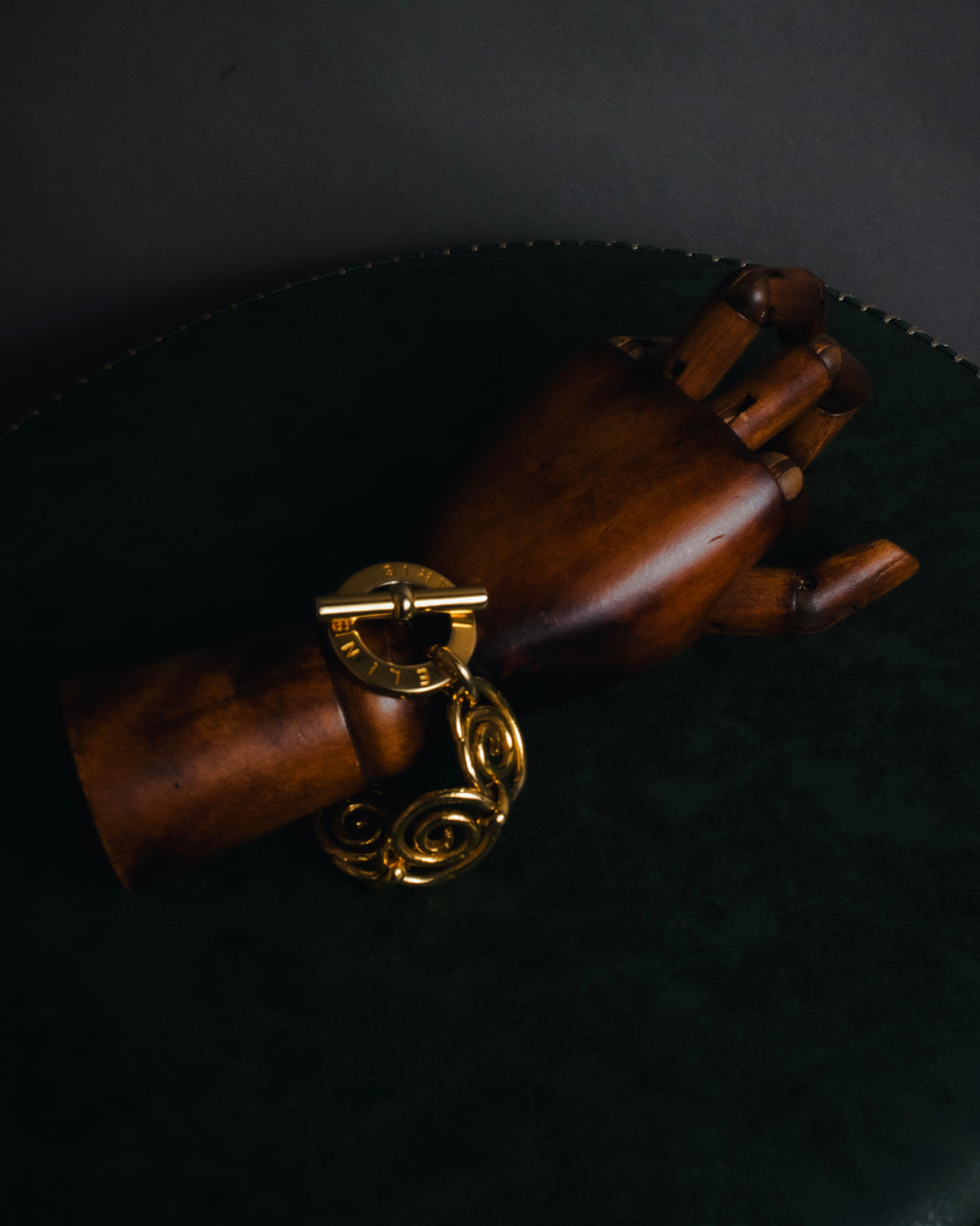 "CELINE" Early 90s spiral circle chain toggle bracelet