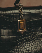 -SPECIAL- “Yves Saint Laurent” 80’s-90’s Crocodile embossed lace-up handbag