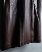 "Hermes by Gaultier" Round Pocket Wine Red Leather Skirt