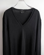 "GUCCI" G logo embroidered silk mix V-neck knit