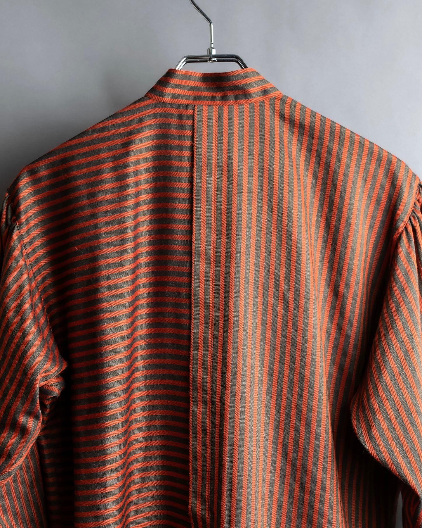 "Christian Dior" Striped＆bordered fly front collarless jacket