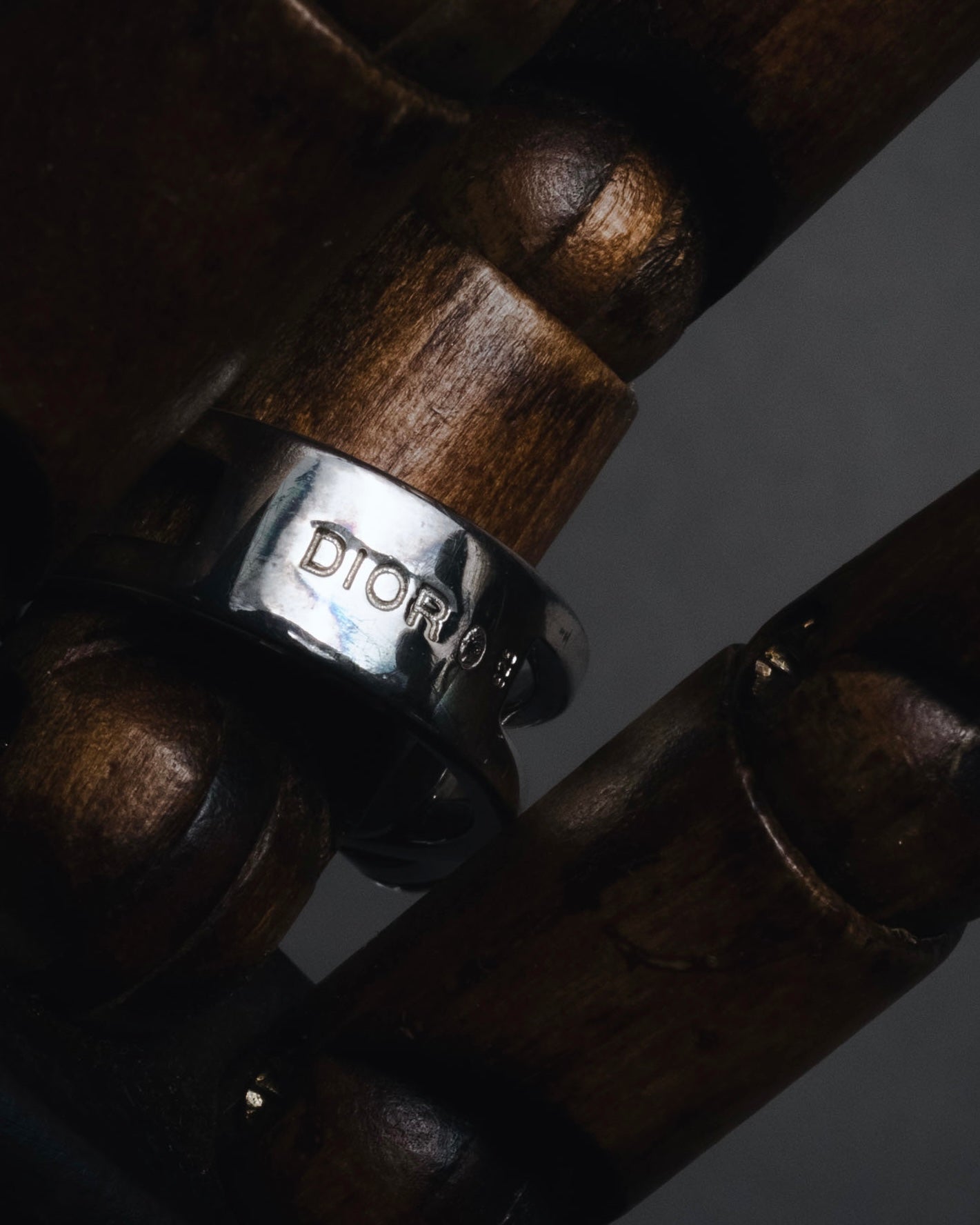 "Christian Dior" 00’s industrial solitaire crystal signet ring