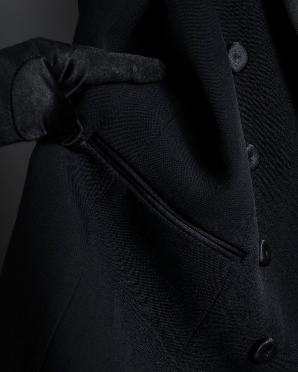 “MOSCHINO” Satin lapel double-breasted tuxedo jacket