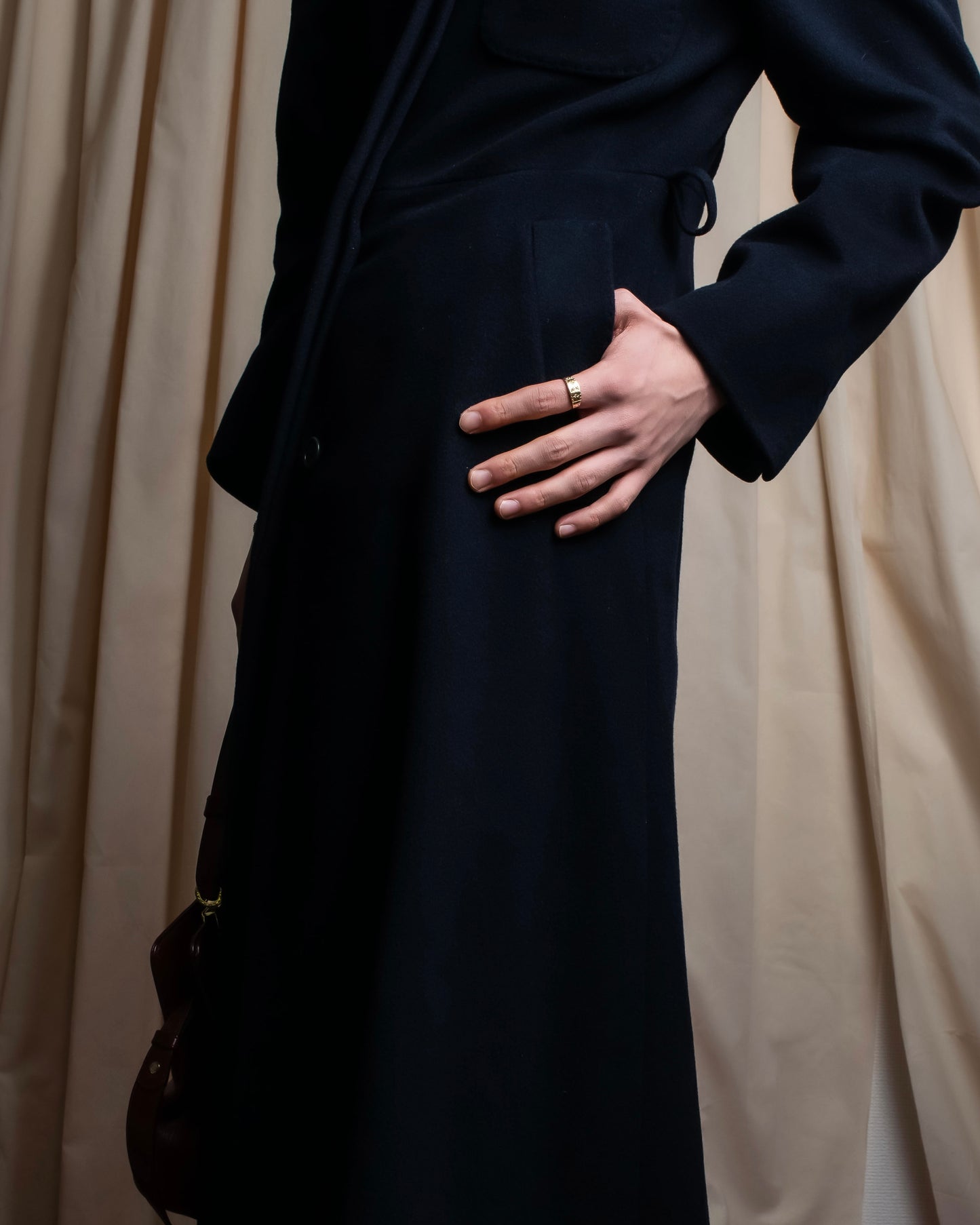 "Max Mara" Front pocket detail maxi length cashmere mix maxi length coat