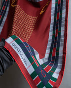 "GUCCI" Saddlery motif tartan silk scarf