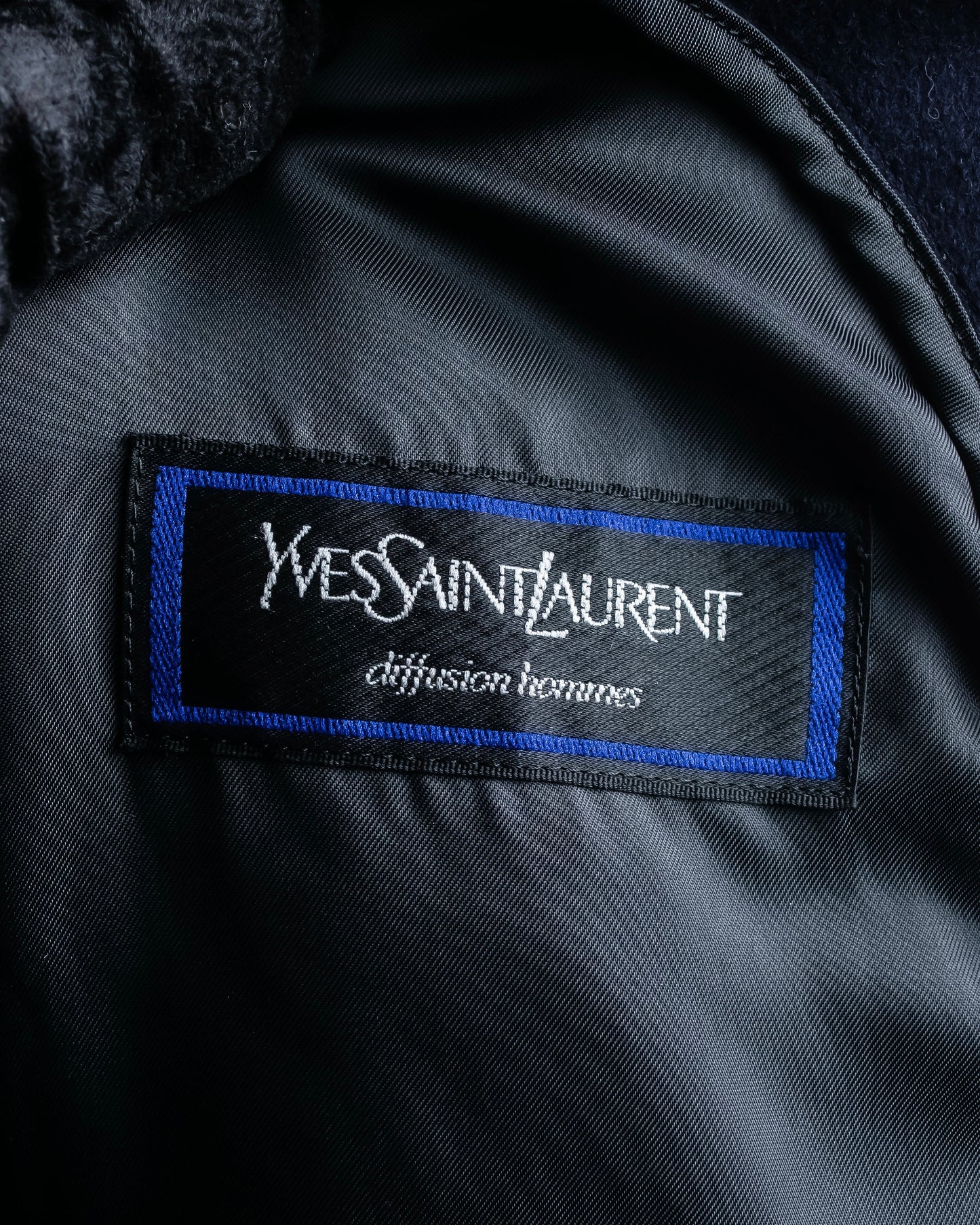 "YVES SAINT LAURENT" Stand neck fly front wool long coat