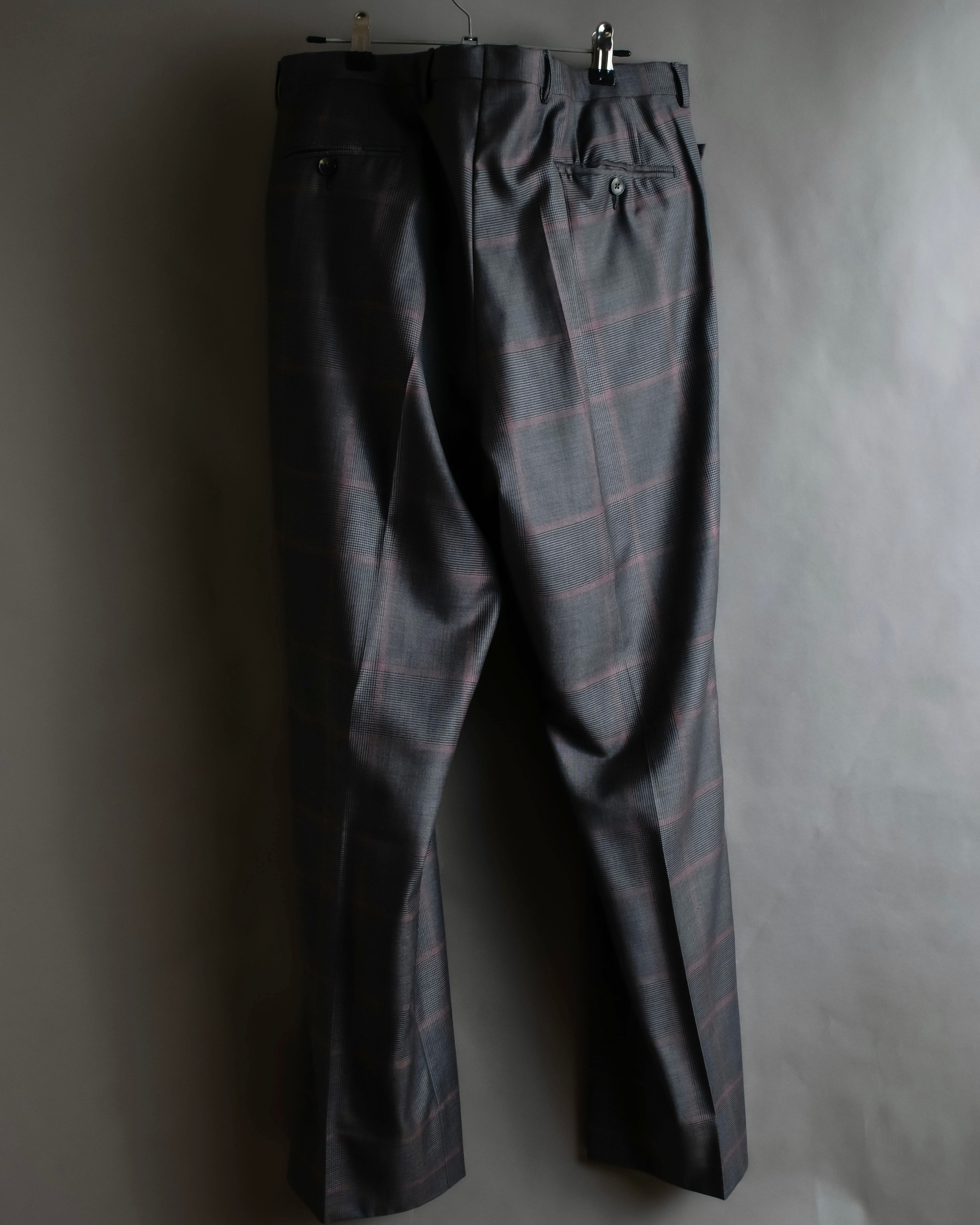 "GUCCI" Glen plaid wool wide tapered slacks