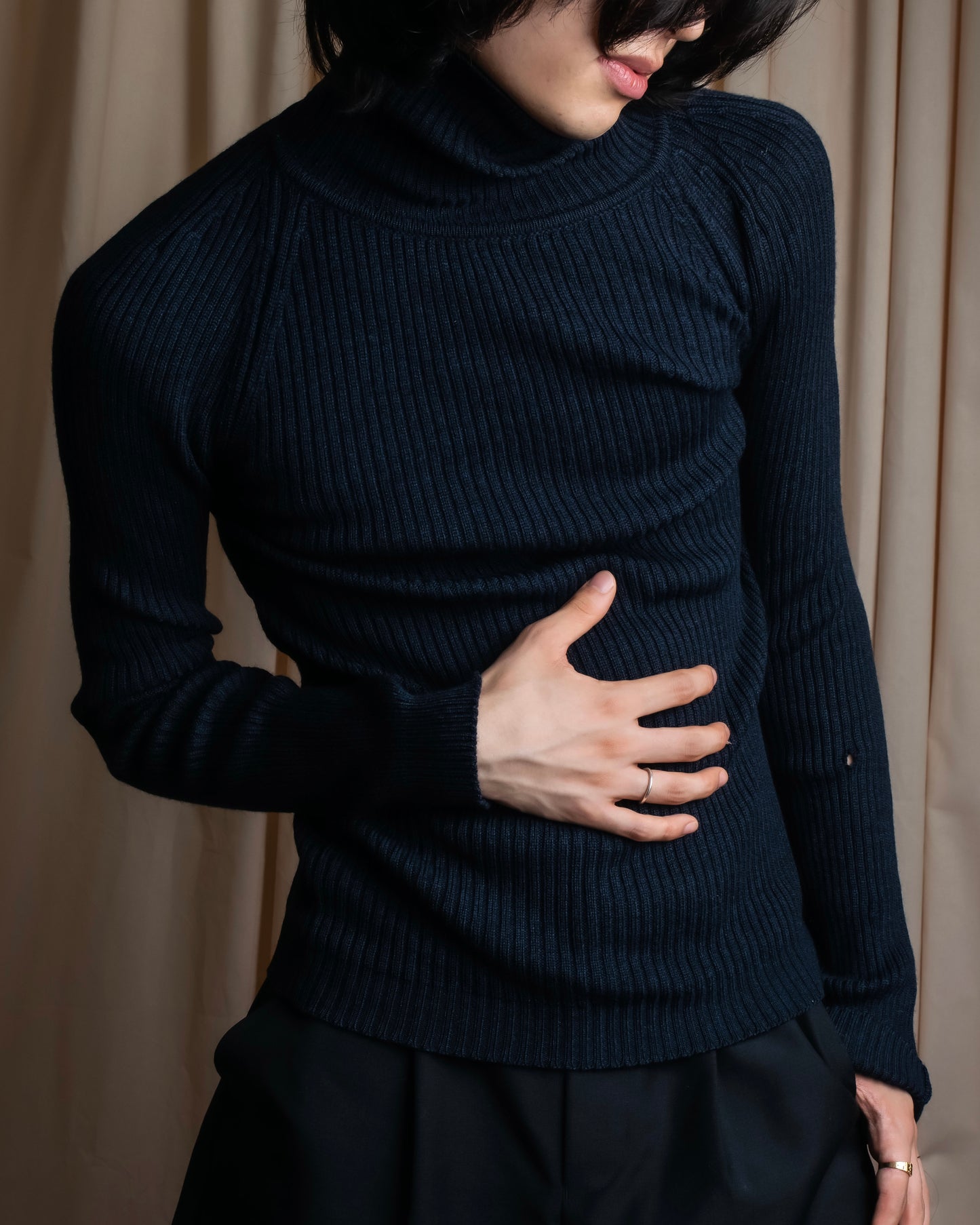 "GUCCI" Ribbed turtleneck fleece wool knit