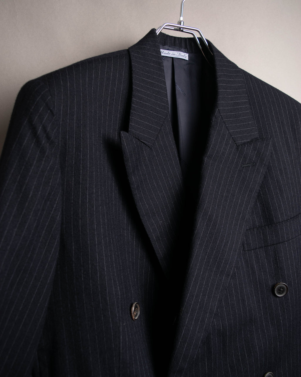 -SPECIAL- “Hermès” 80’s-90’s Super 120’s wool pinstripe double breasted setup
