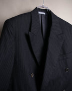 -SPECIAL- “Hermès” 80’s-90’s Super 120’s wool pinstripe double breasted setup