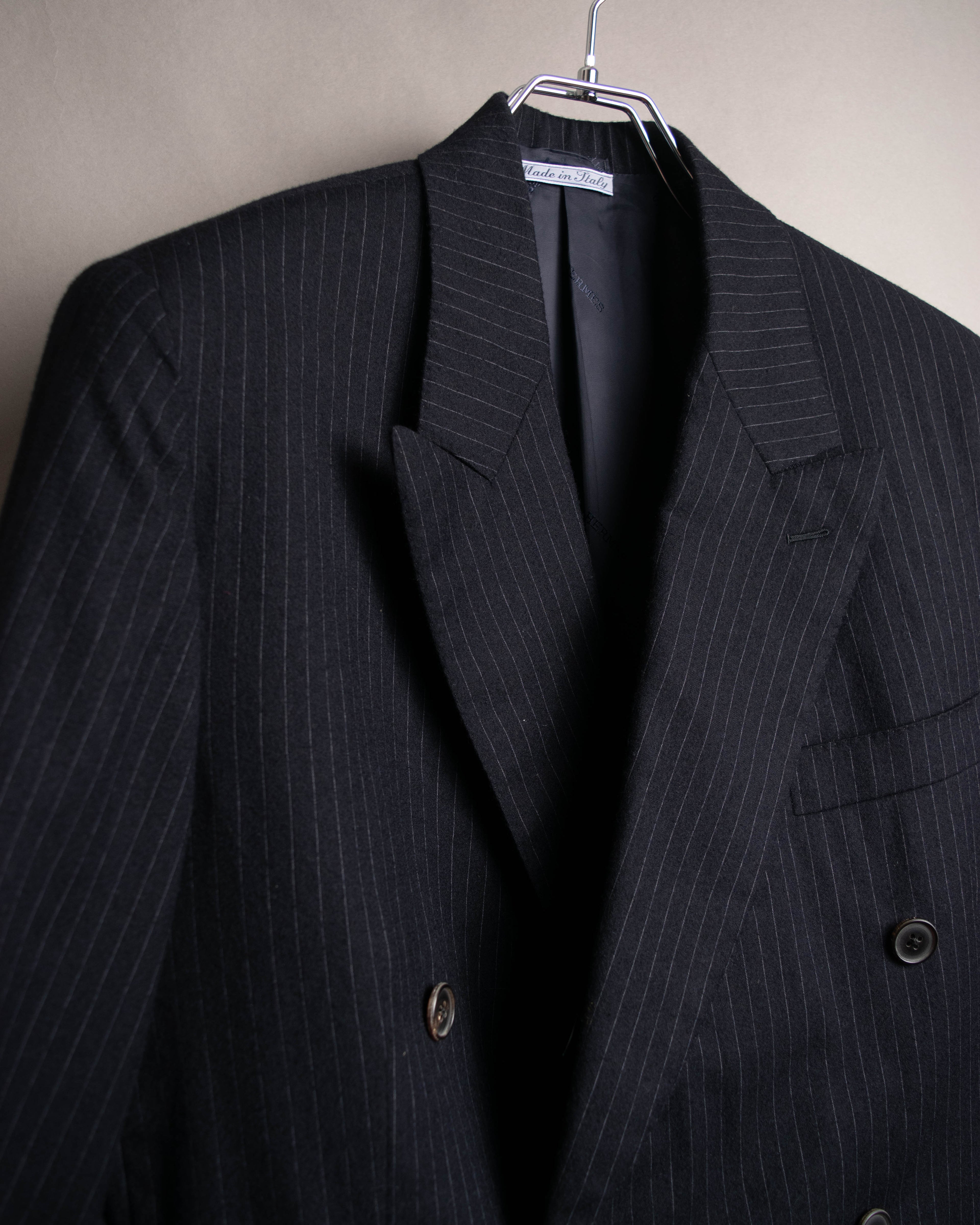-SPECIAL- “Hermès” 80’s-90’s Super 120’s wool pinstripe double breasted setup