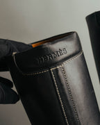"Hermès" 90's-00's Minimal leather knee-high boots