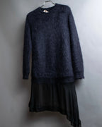 "Ｎ21 NUMERO VENTUNO" Skirt docking design shaggy knit