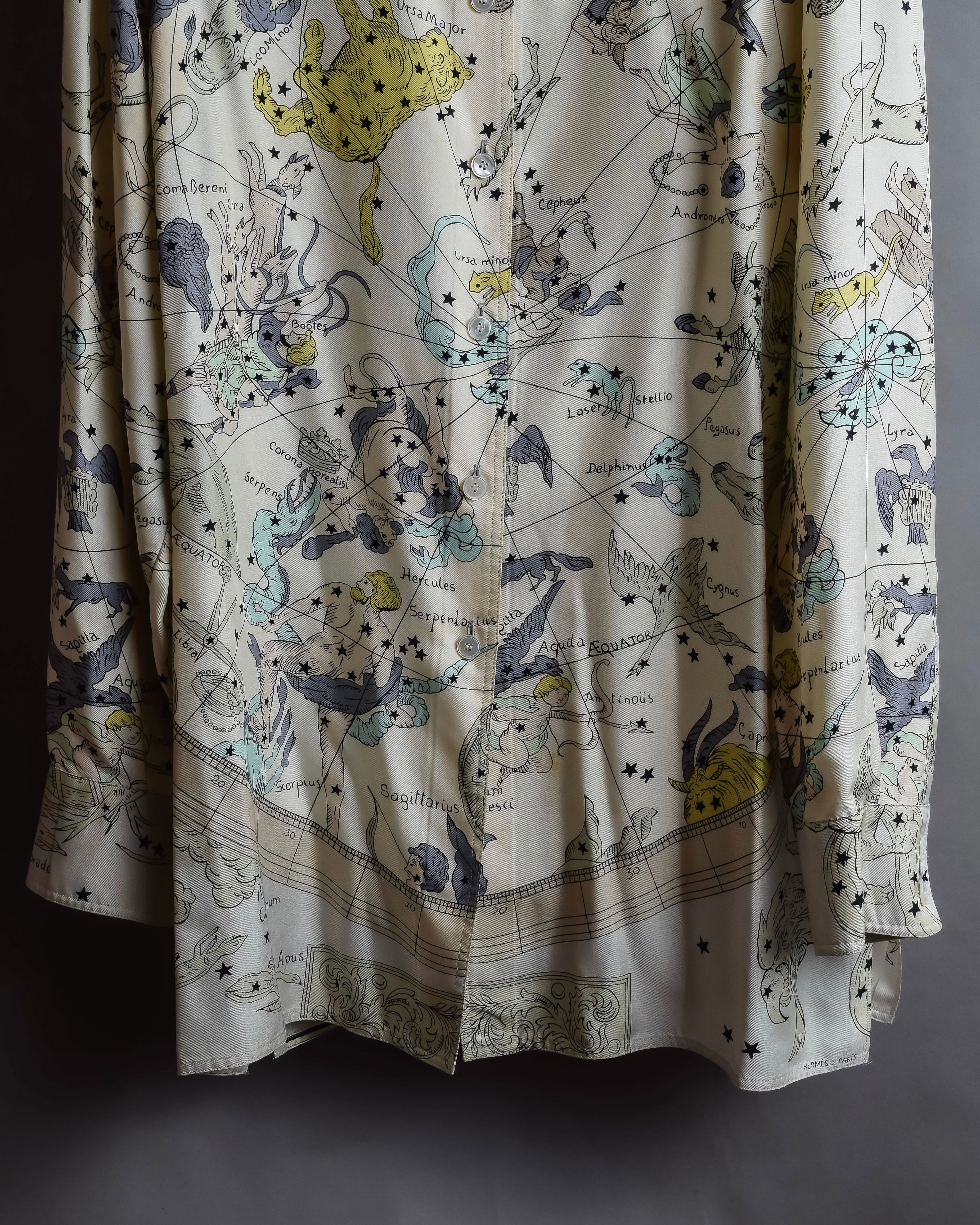 "HERMES" Margiela period Les Étoiles, Stars silk shirt