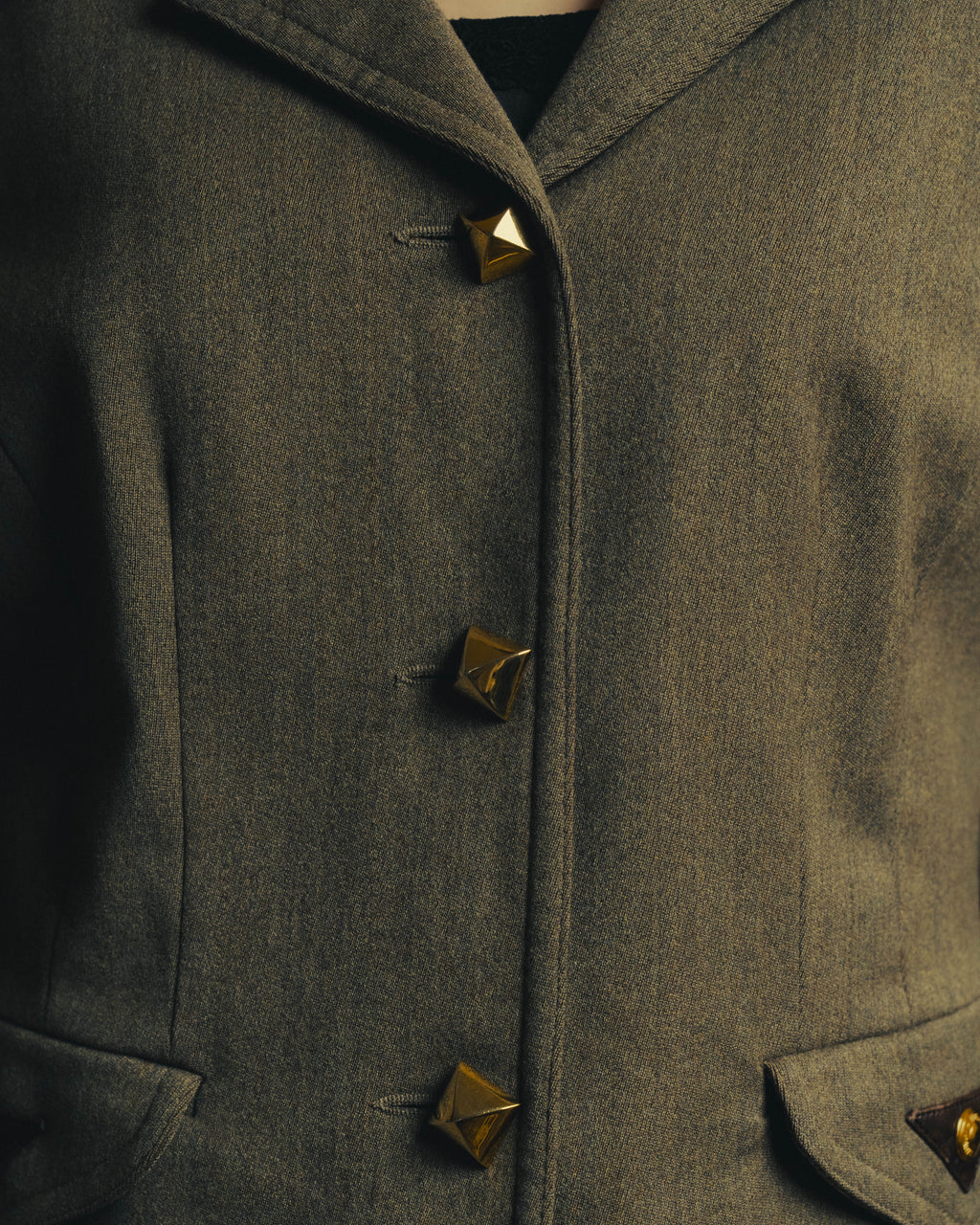 –SPECIAL– "Hermès" 70's-80's Equestrian wool tailored jacket