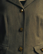–SPECIAL– "Hermès" 70's-80's Equestrian wool tailored jacket