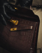-SPECIAL- "CRISTIAN FLORENCE" 90's-00's Classic crocodile embossed leather structured top handle bag