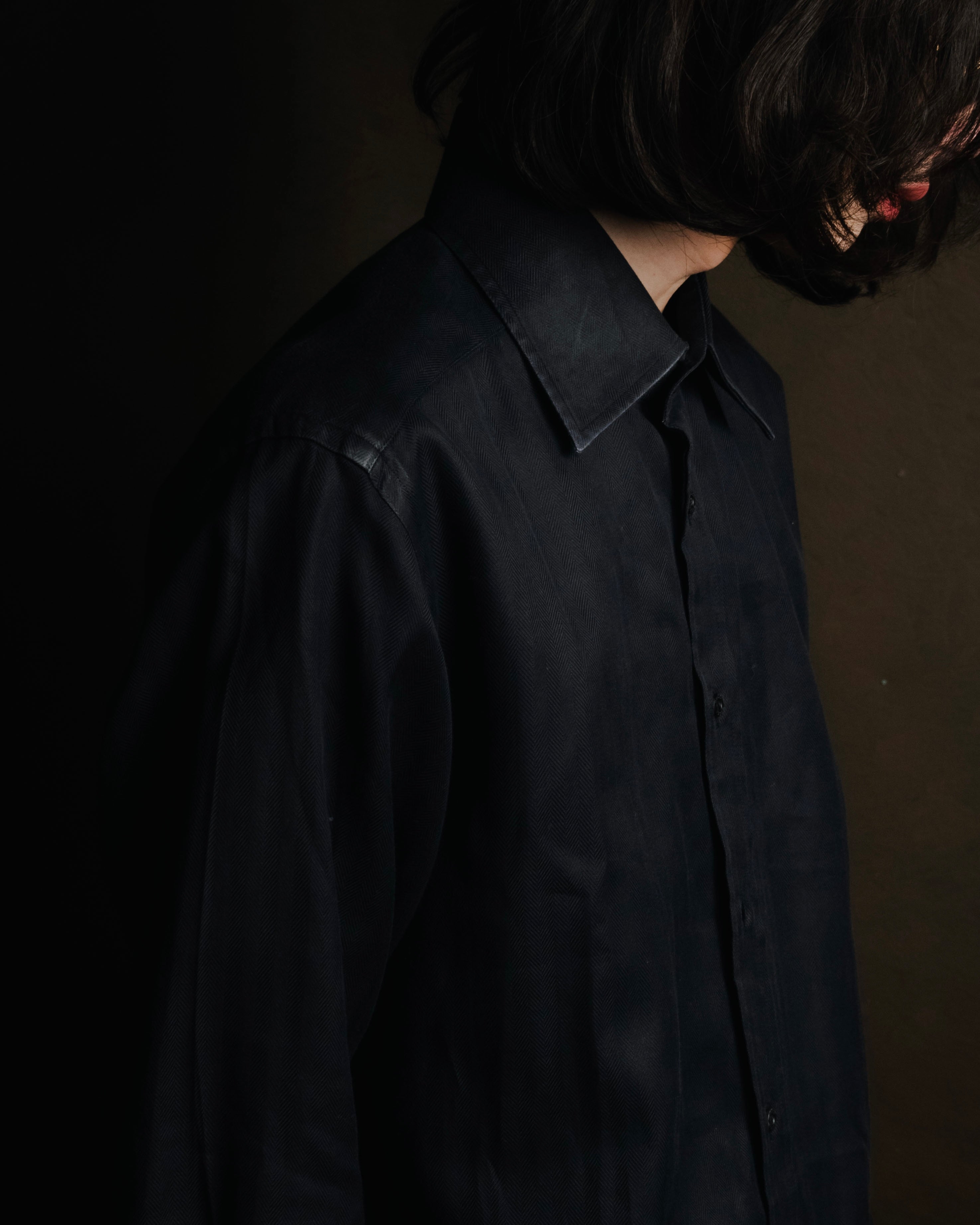 "GUCCI" 2008-2010 Herringbone wide collar dress shirt