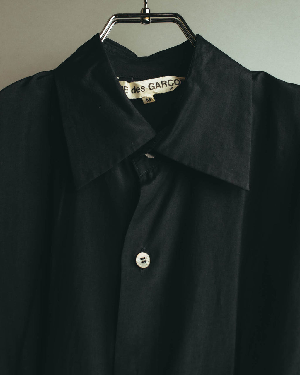 “COMME des GARCONS” Late 80’s-early 90’s silk tucked black shirt