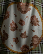 "BURBERRYS" Rose motif layered check pattern silk scarf