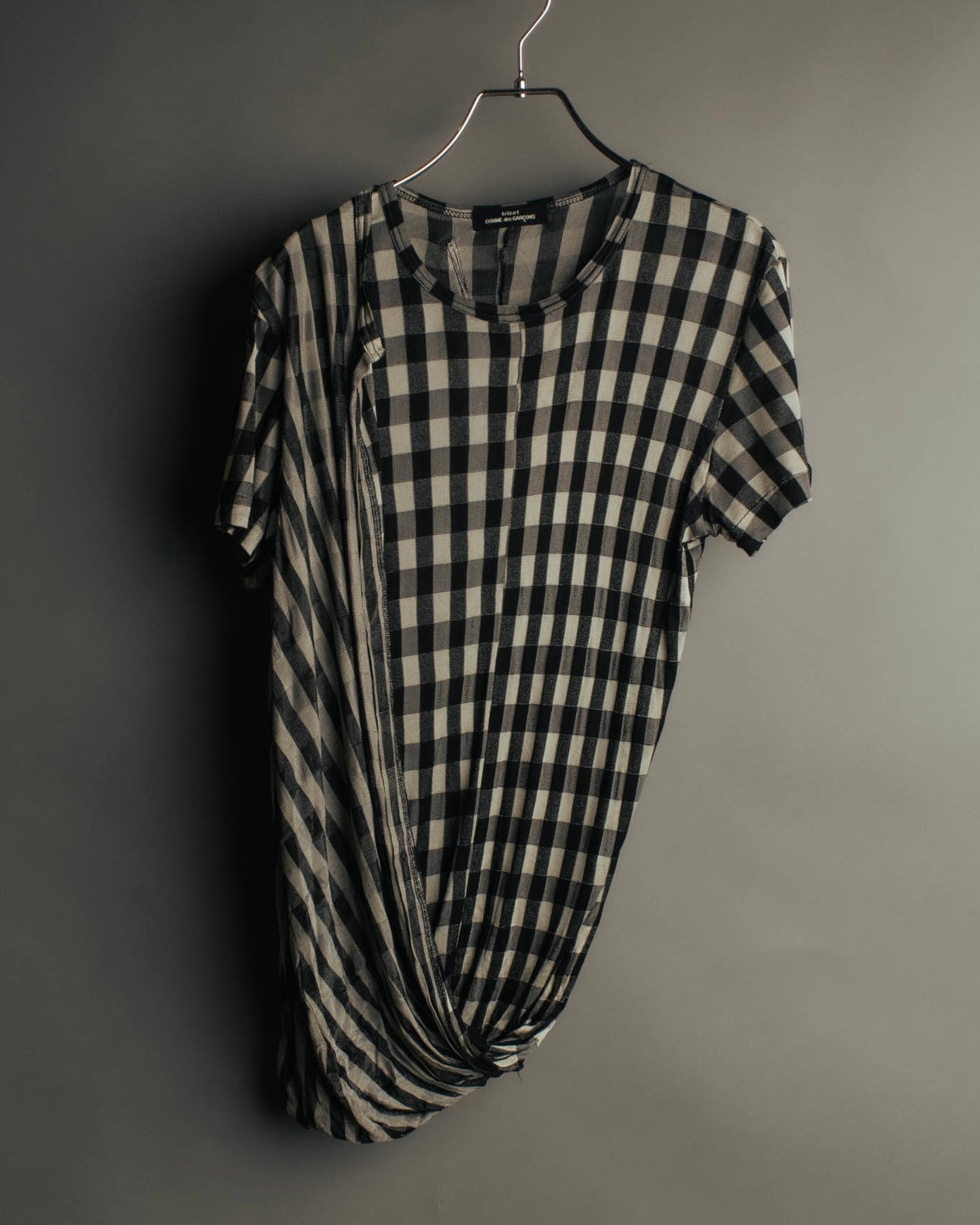 “tricot COMME des GARÇONS” 00’s-10’s Asymmetric gingham draped top