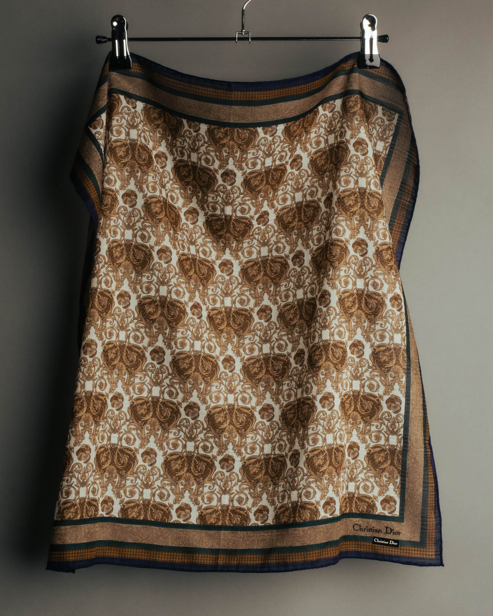 "Christian Dior" 80's-90's Baroque ornament print cotton scarf