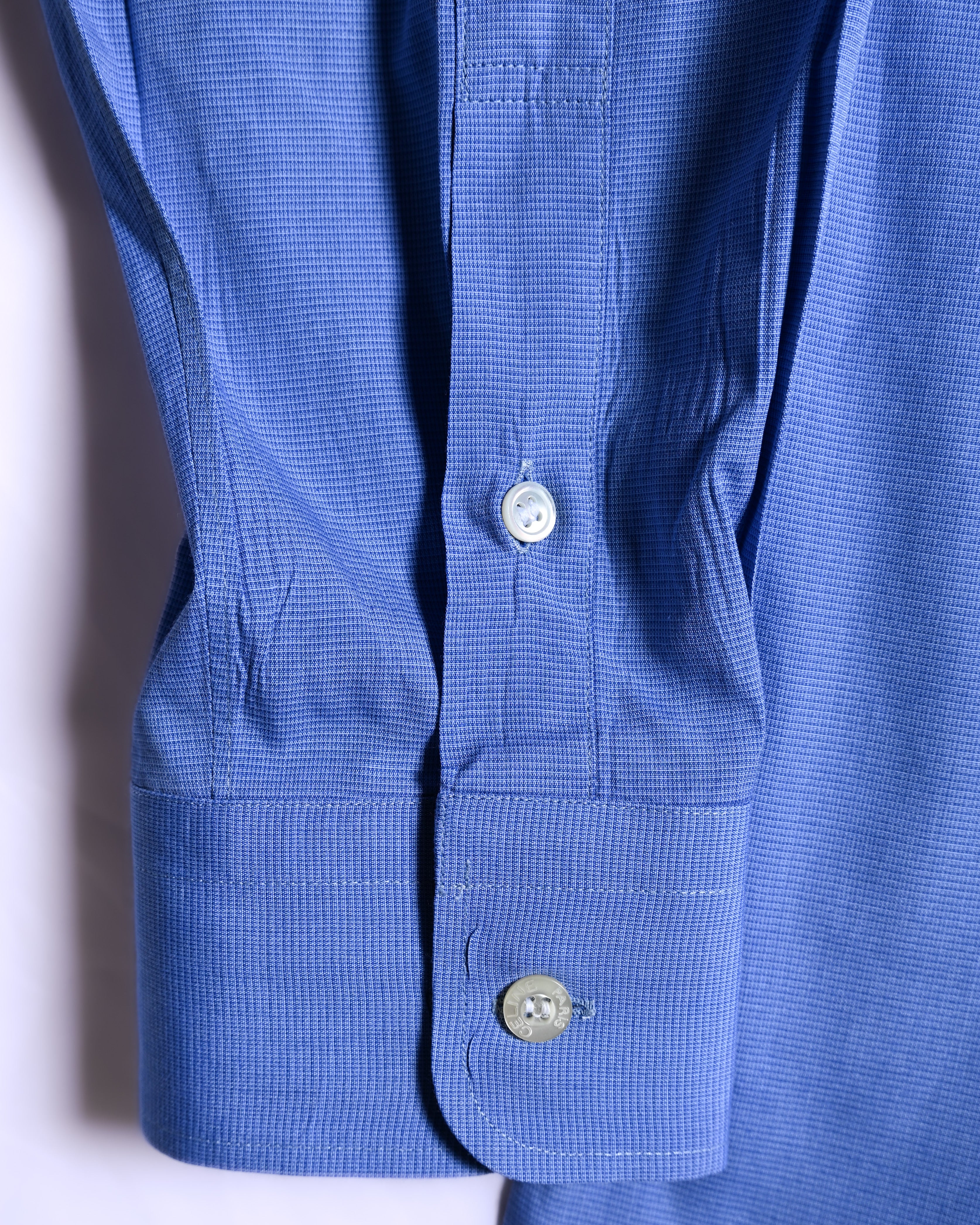 CÉLINE/ Beautiful Colored Logo Embroidered Cotton Shirt Blue