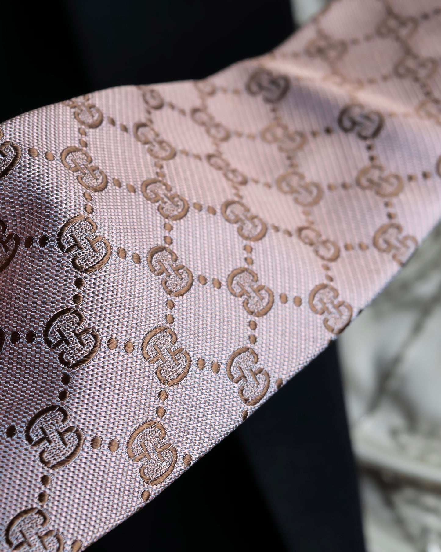 "GUCCI" 100% silk GG pattern jacquard weave neck tie