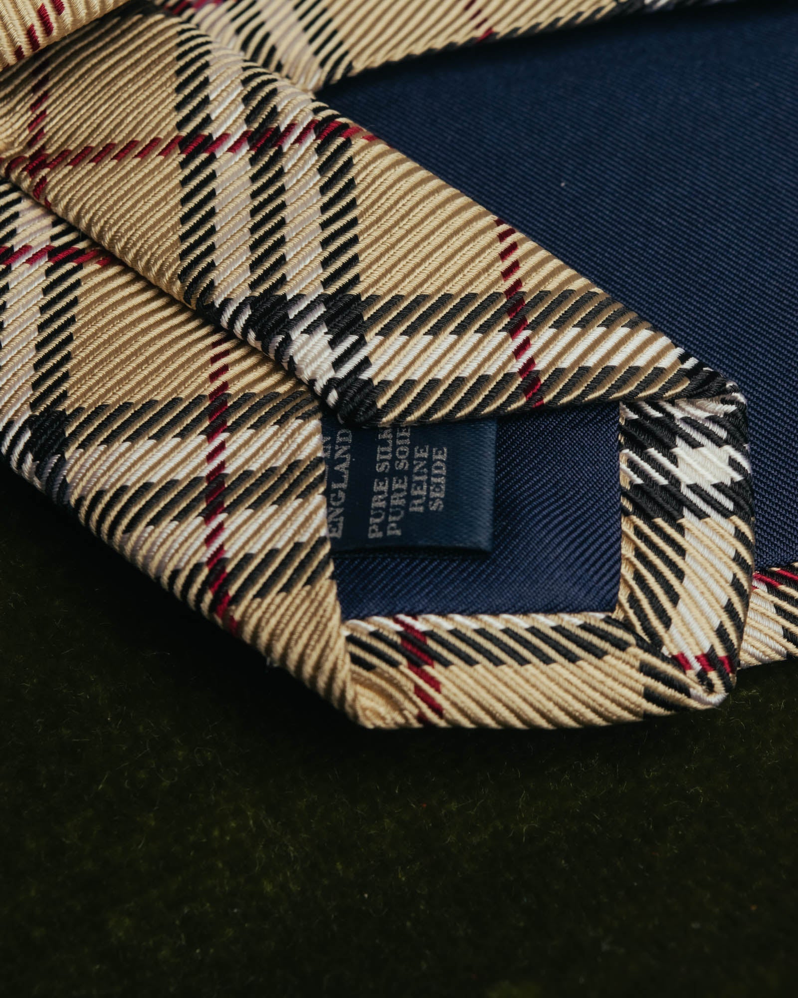 "BURBERRY LONDON" 00's Beige checked silk necktie
