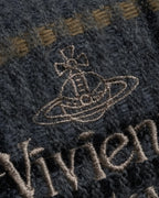 "Vivienne Westwood" Multi-layered check pattern fringe design muffler