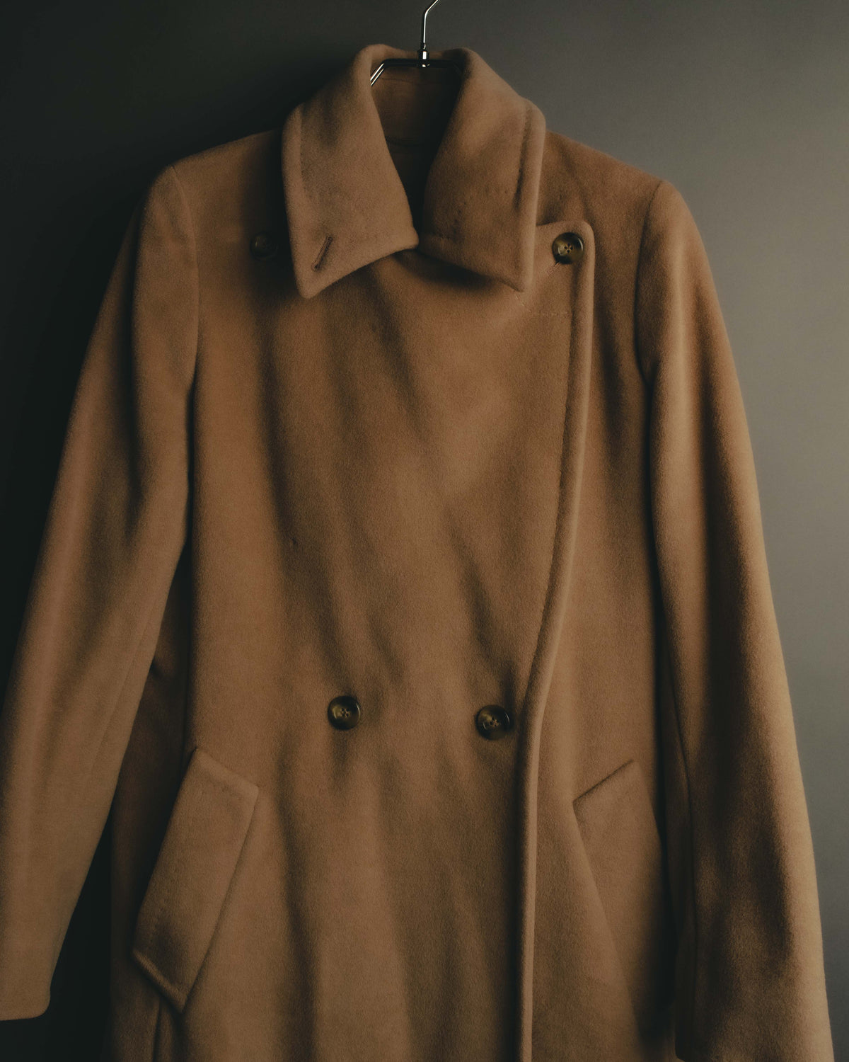 “MaxMara” 90’s-00’s Angora blend double breasted long coat