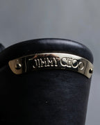 "Jimmy Choo" Leather combination wedge sole heel sandals