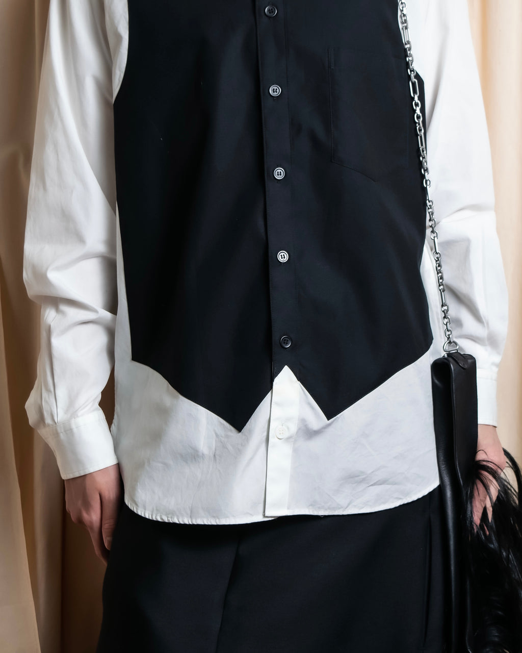 "Yohji Yamamoto POUR HOMME"
13AW Tuxedo vest fake layered design shirt