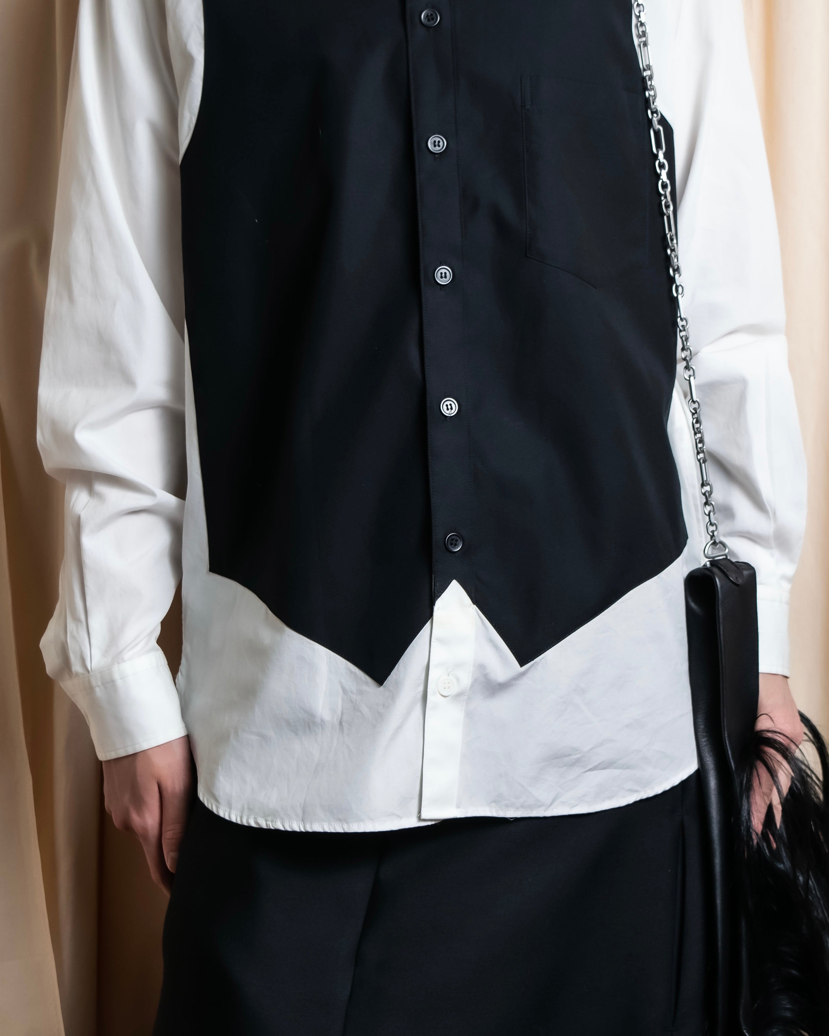 "Yohji Yamamoto POUR HOMME"
13AW Tuxedo vest fake layered design shirt