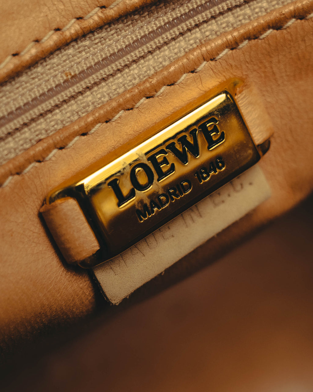"LOEWE" 80's-90's Classic ostrich leather top handle handbag
