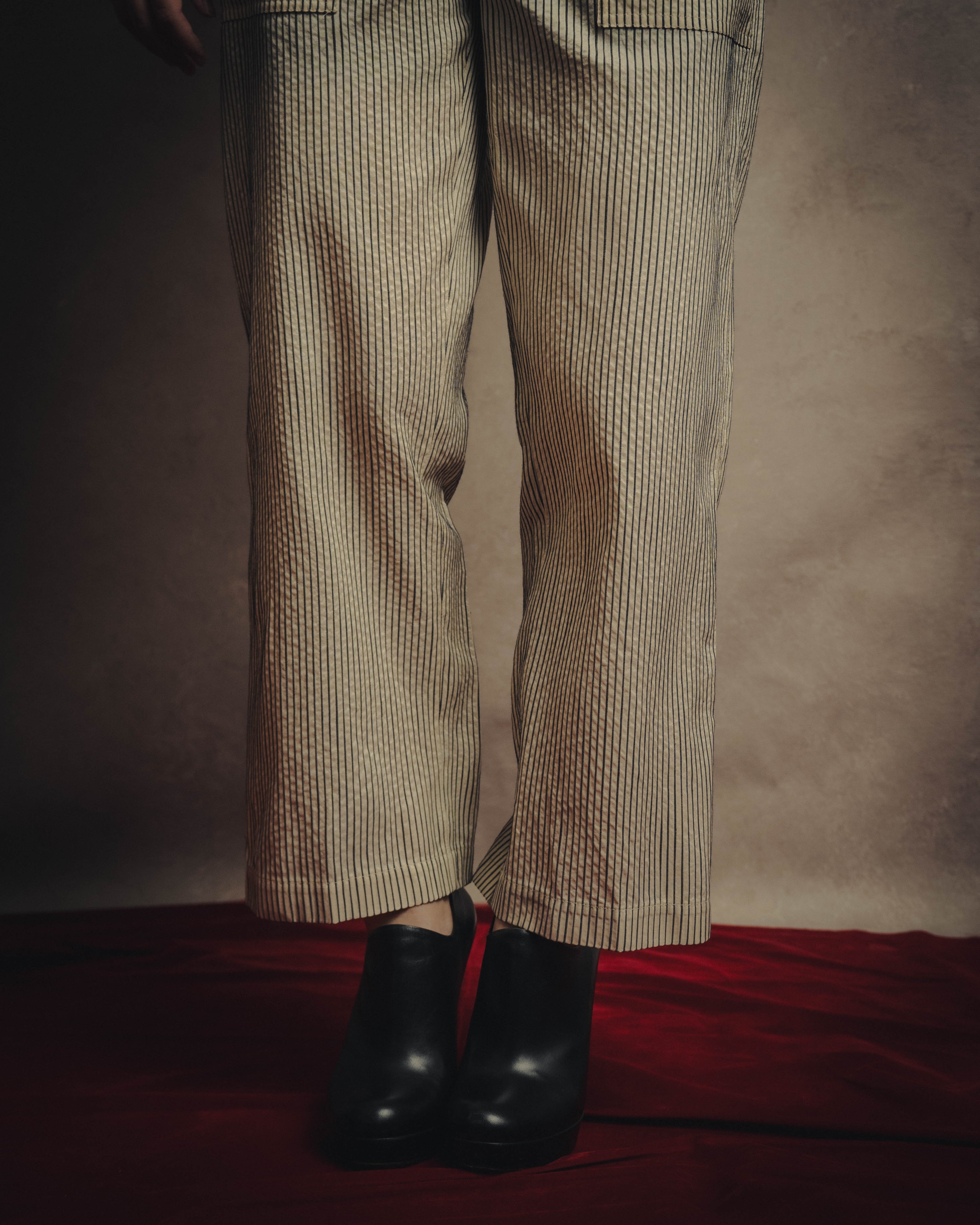 -SPECIAL- “Christian Dior” 20’s silk cotton striped straight trousers